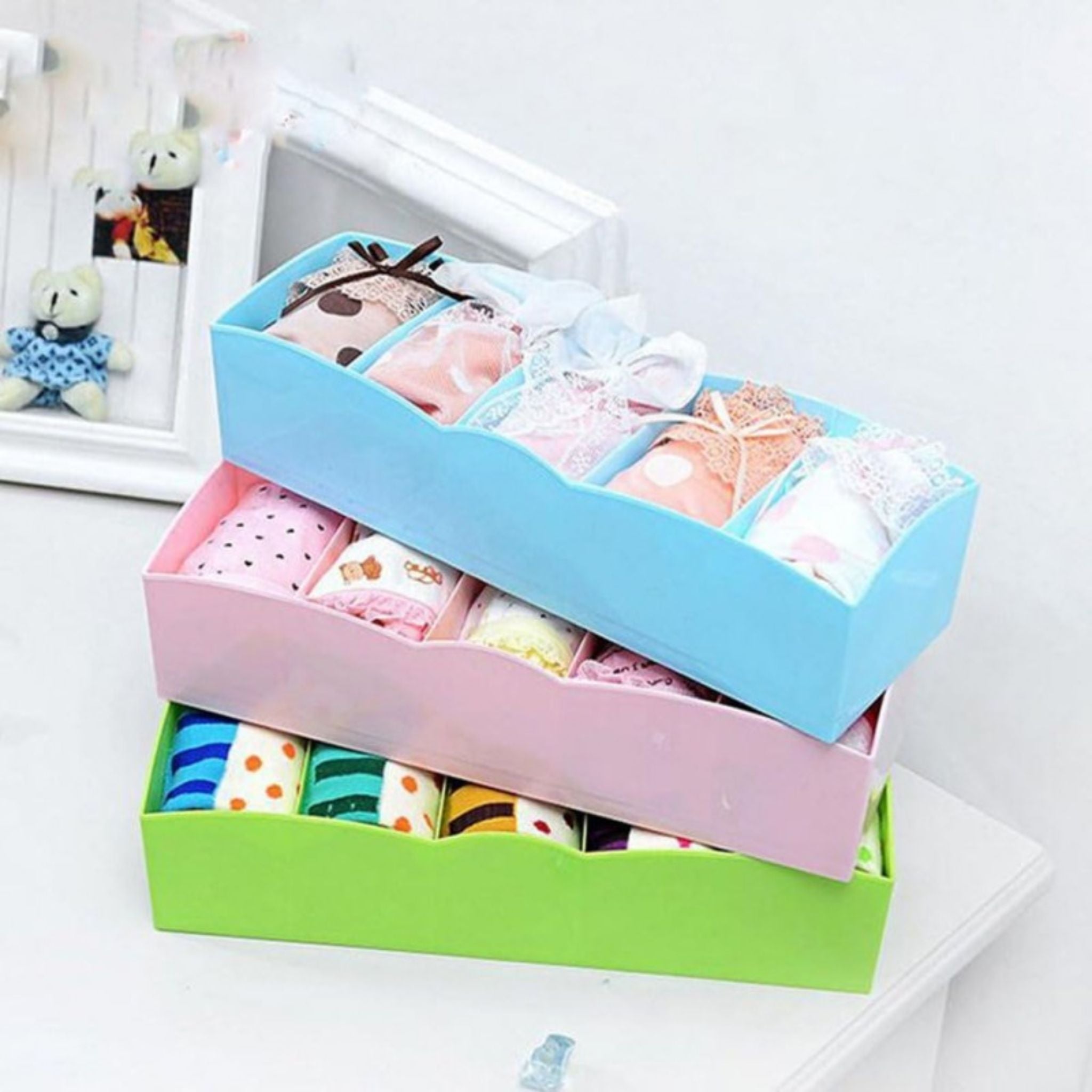 5 Cells Plastic Storage Box Drawer Cosmetic Divider Tidy Organizer
