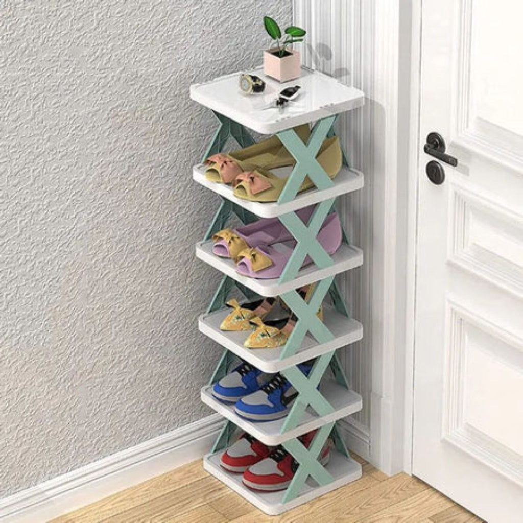 Stackable Shoe Rack Easy-assembled Shoe Organizer and Storage Plastic Shoes Cabinets Space-Saving Closet Shoes Shelf