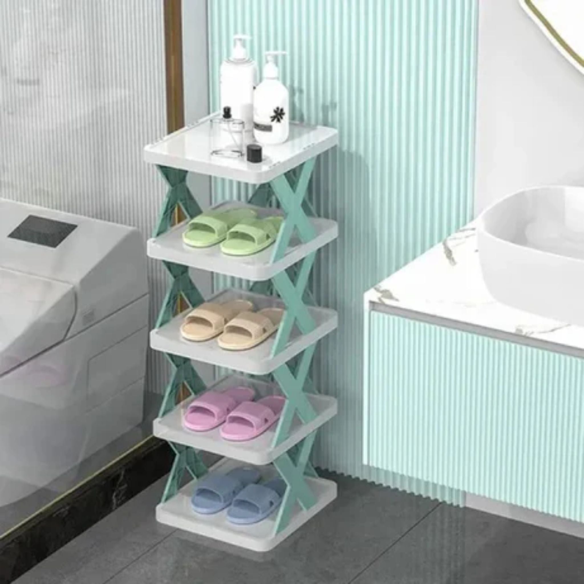Stackable Shoe Rack Easy-assembled Shoe Organizer and Storage Plastic Shoes Cabinets Space-Saving Closet Shoes Shelf