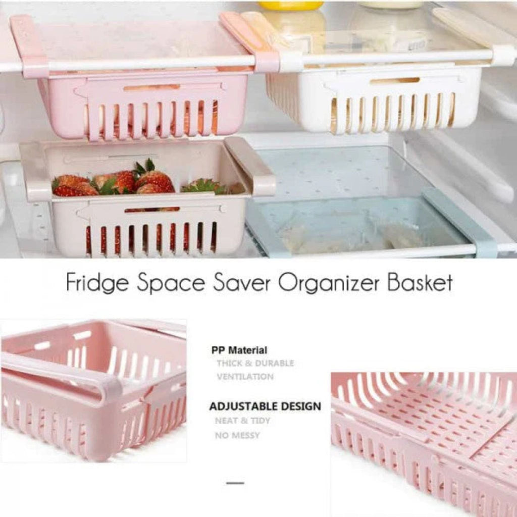 Adjustable Fridge Storage Basket Expandable Rack Plastic Space Saver Food Organizer Tray