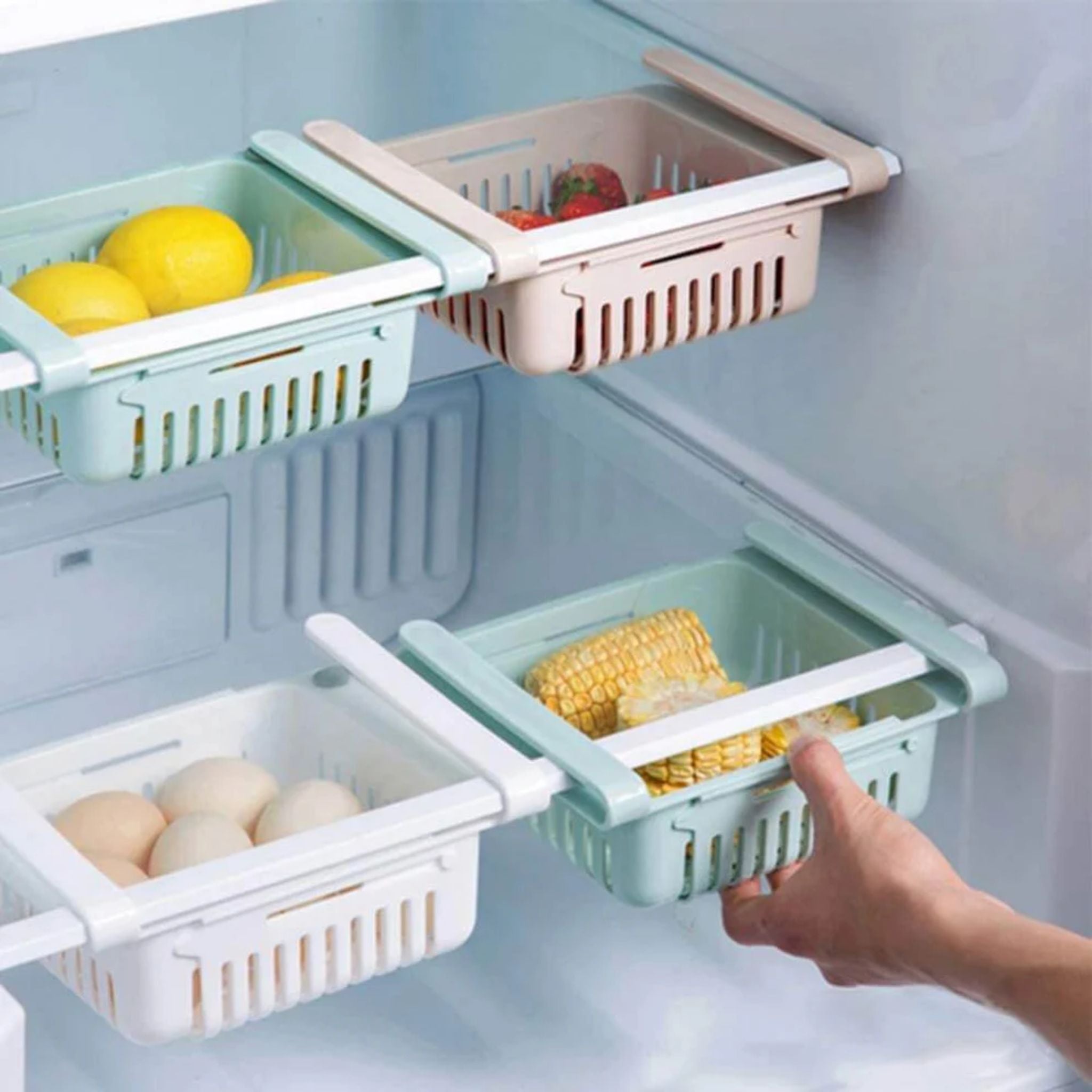 Adjustable Fridge Storage Basket Expandable Rack Plastic Space Saver Food Organizer Tray