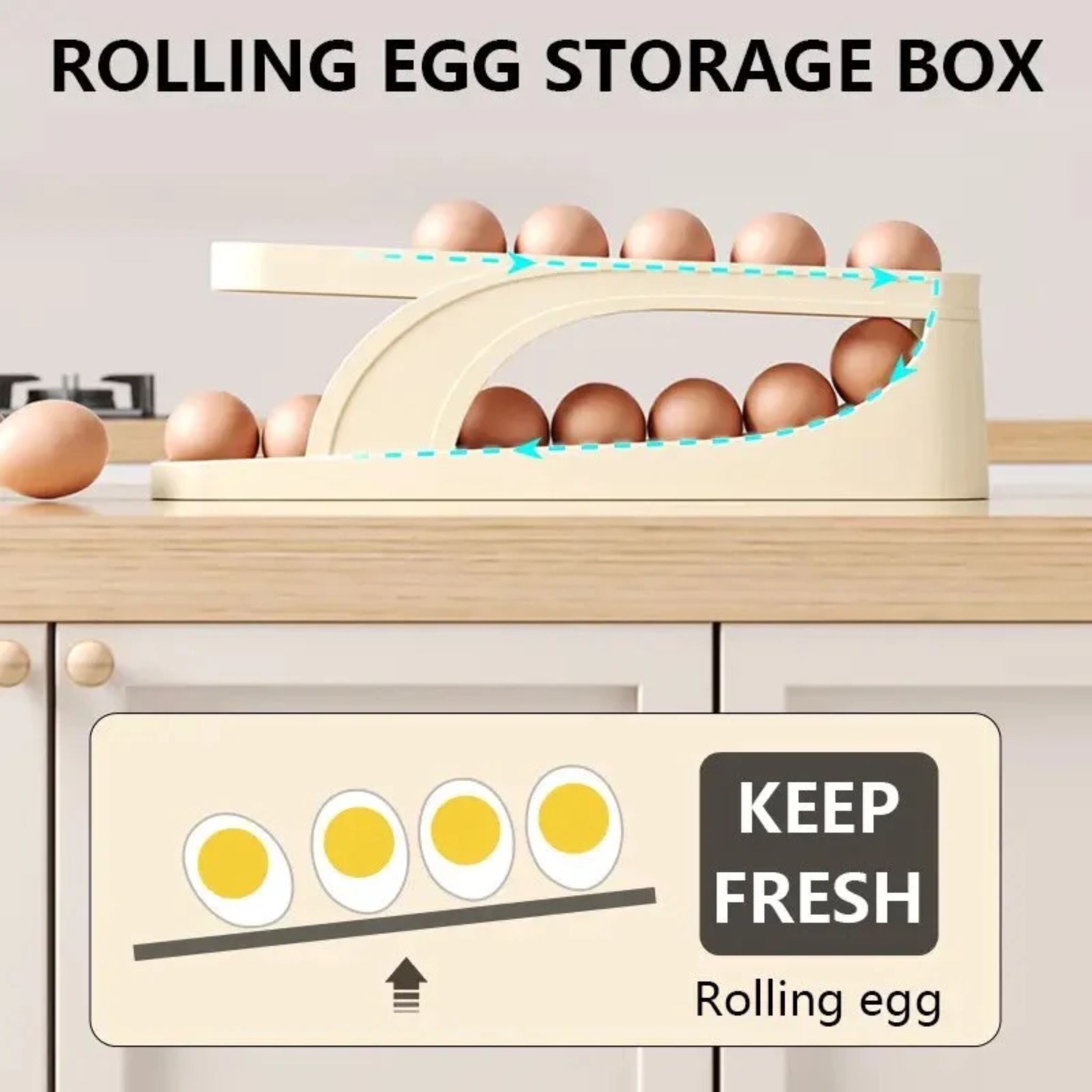 Automatic Scrolling Egg Rack, Double Layer Egg Dispenser