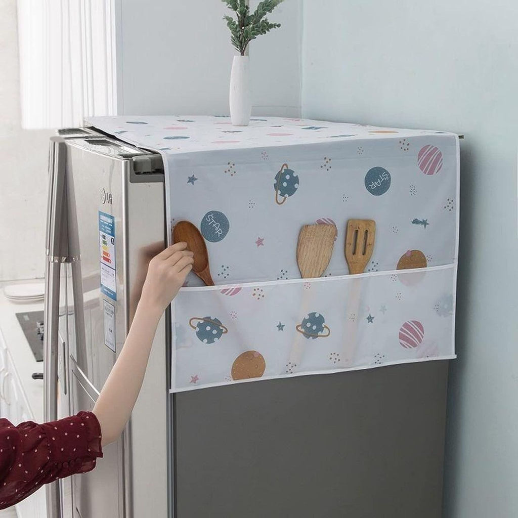 Dust Proof Fridge Cover with 6 Pockets