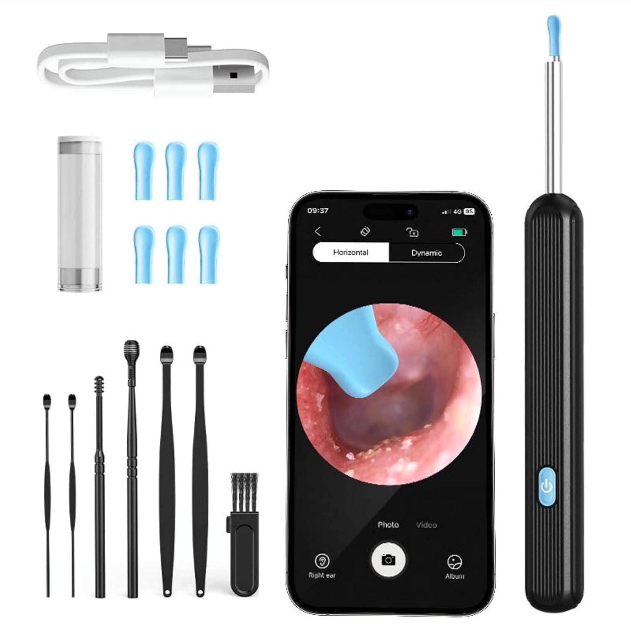 Earocam Earwax Removal Tool Kit with HD Camera Wifi Connection and 6 LED Light