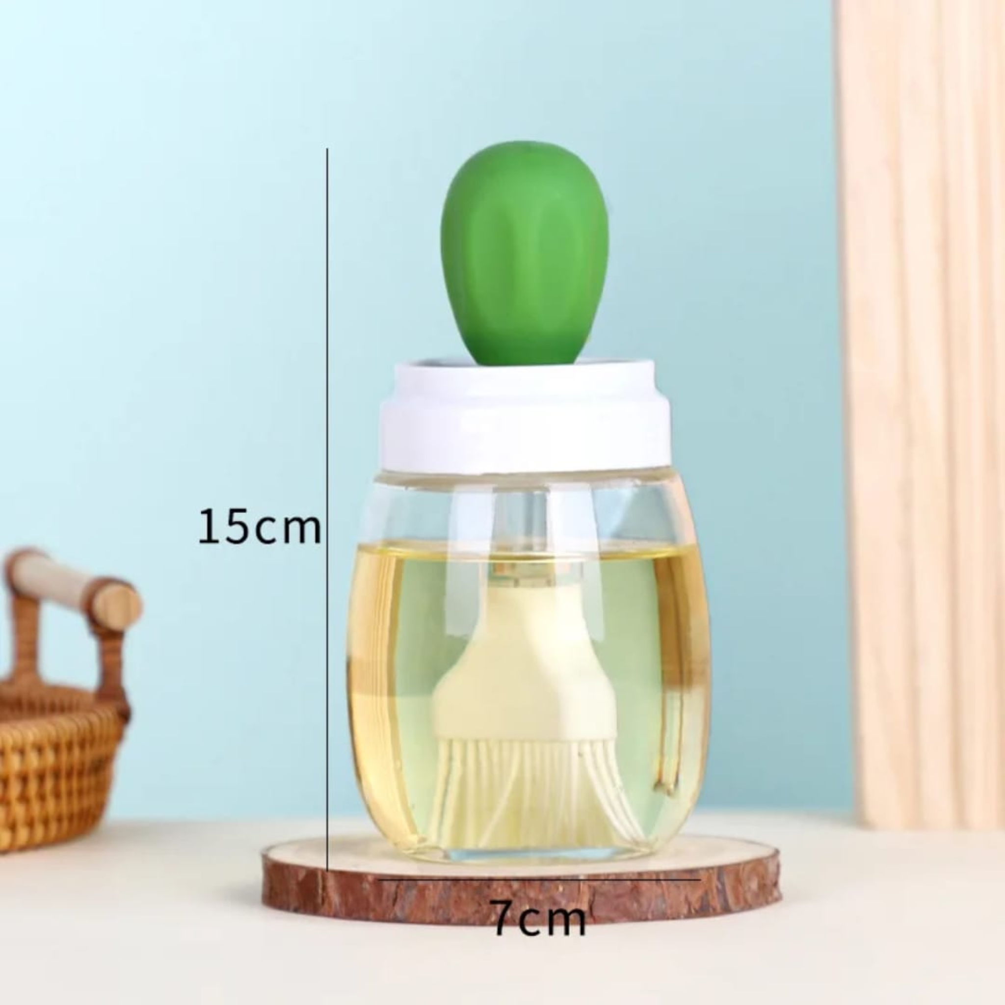 Glass Olive Oil Dispenser Bottle with Silicone Brush