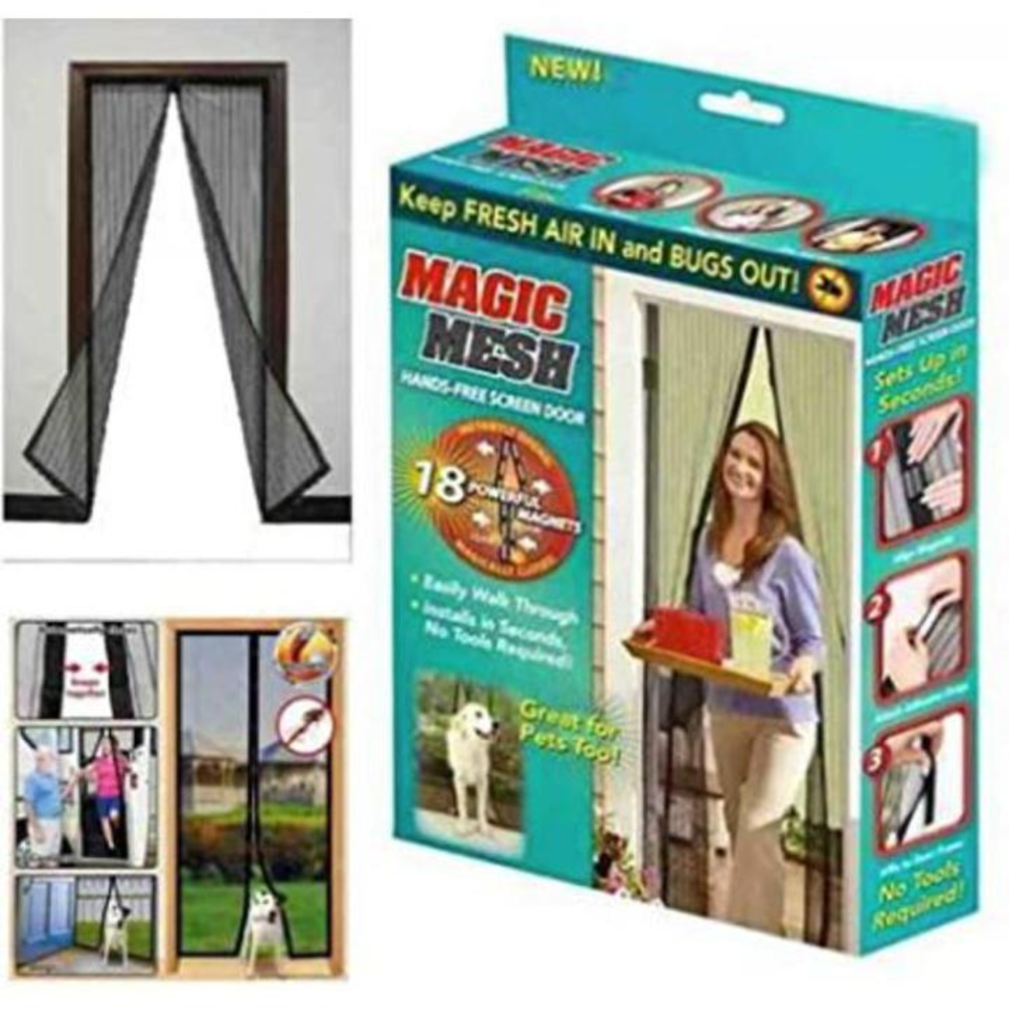 Magnetic Magic Mesh screen Door Curtain anti Mosquito and flies -