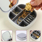 Mini Jewelry Box with Mirror – Organizer for Earrings, Rings, Necklaces & Lipsticks