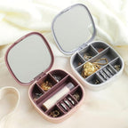 Mini Jewelry Box with Mirror – Organizer for Earrings, Rings, Necklaces & Lipsticks