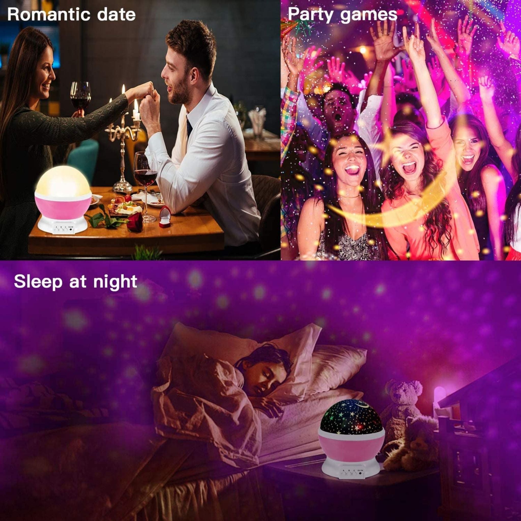 Night Light Star Lamp, Starry Sky Projector, Baby Light 360° Rotation, LED Star Light Lamp, Table Night Lamp, Gift for Babies and Children