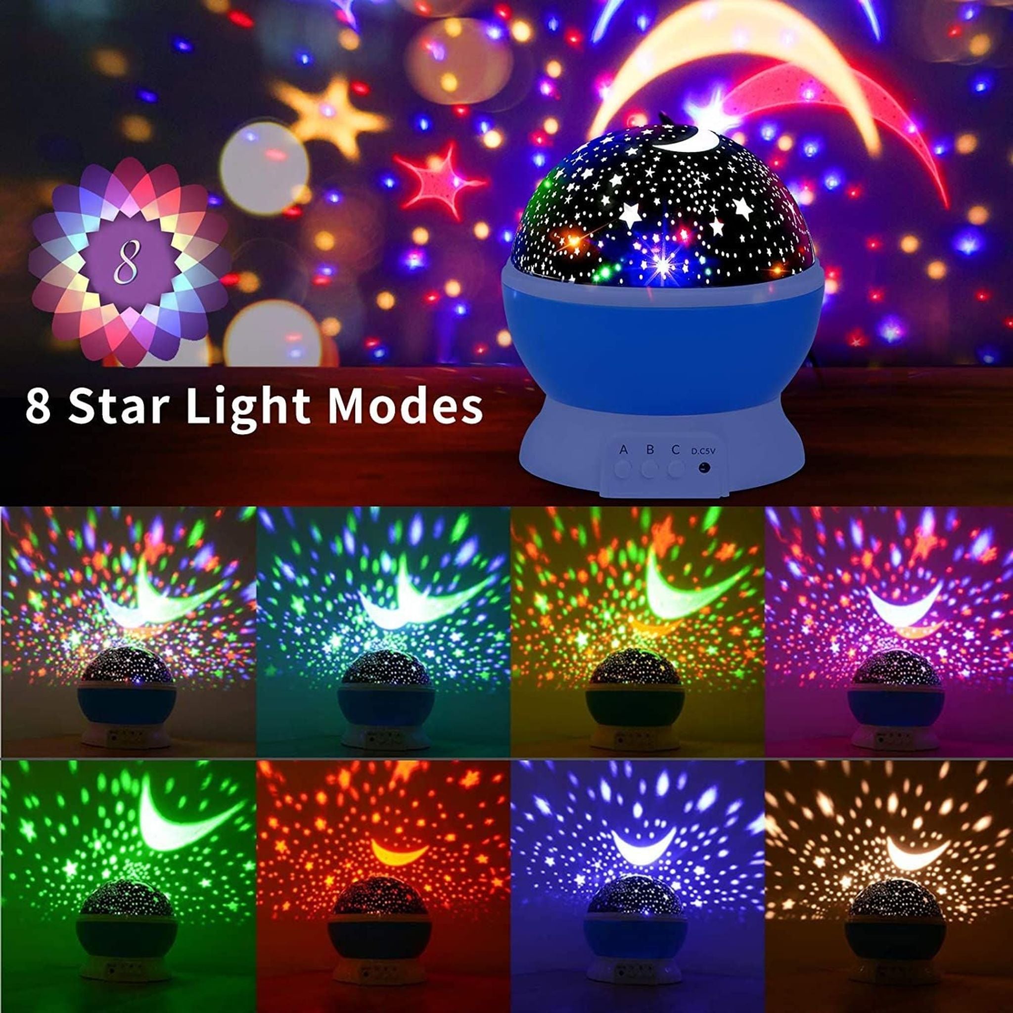 Night Light Star Lamp, Starry Sky Projector, Baby Light 360° Rotation, LED Star Light Lamp, Table Night Lamp, Gift for Babies and Children