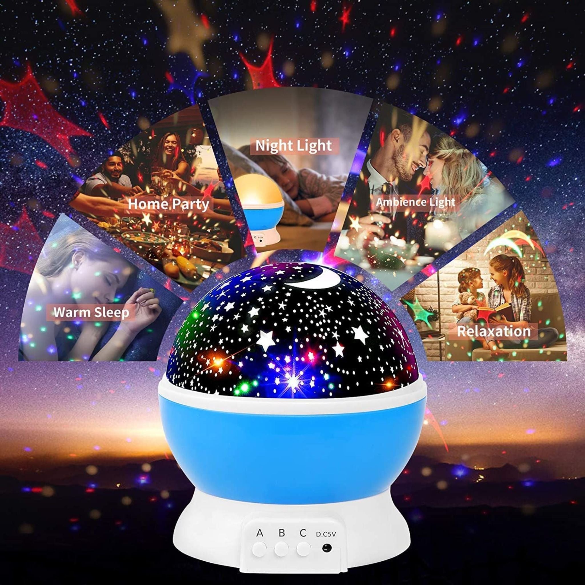 Night Light Star Lamp, Starry Sky Projector, Baby Light 360° Rotation, LED Star Light Lamp, Table Night Lamp, Gift for Babies and Children