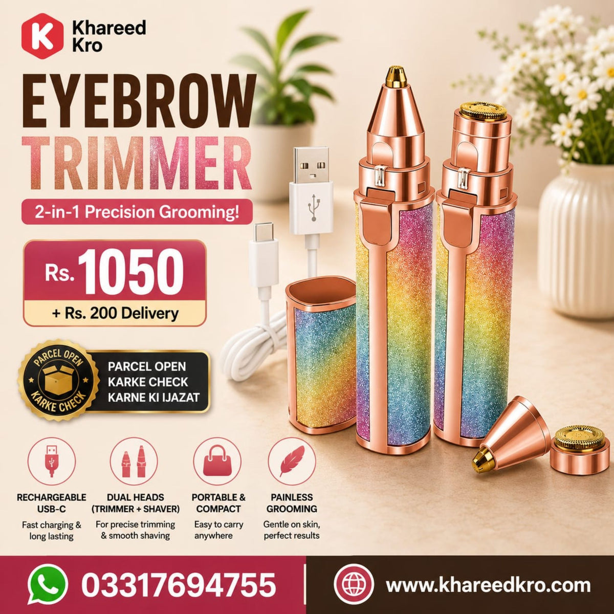 Blawless 2 in 1 Eyebrow Trimmer & Facial Hair Remover Tool for Women