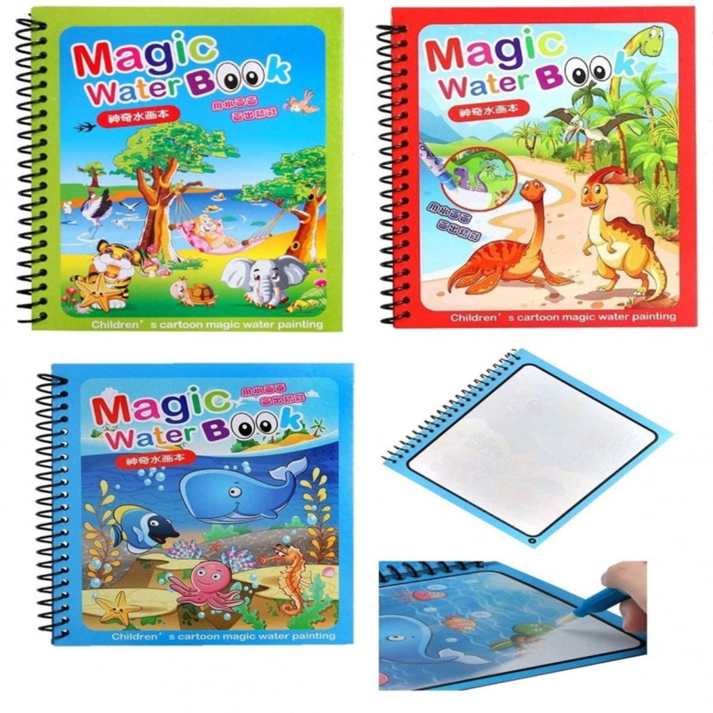 Reusable Magic Water Book for Painting Children's Cartoon Images with Water Pen (Random Design)