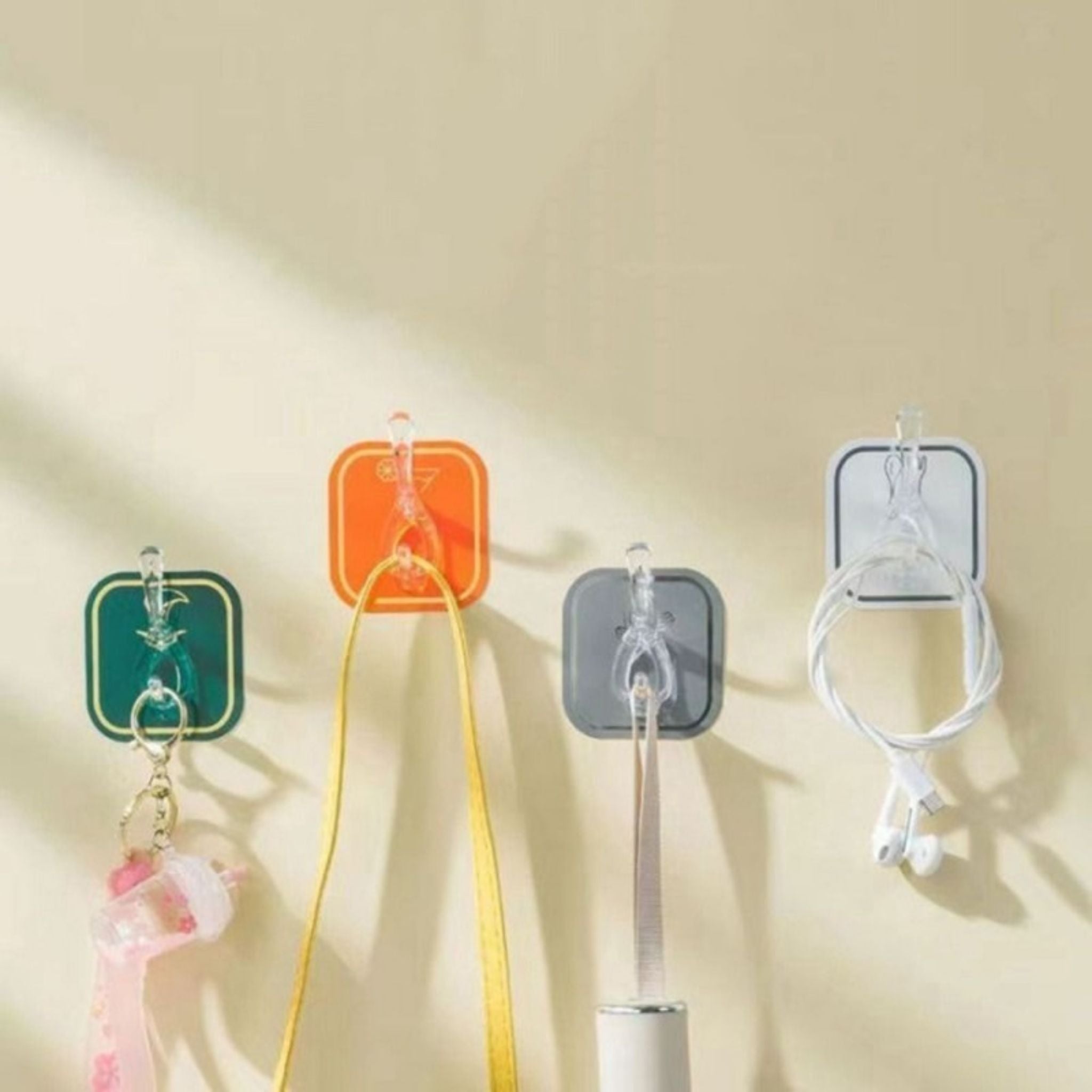 Self Adhesive Wall Hook Rack – 6 Hooks Modern Stripe Design – No Drill Multipurpose